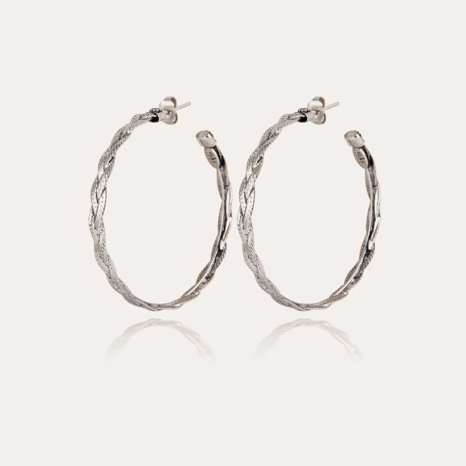 gas-bijoux-boucles-d-oreilles-cr-oles-tresse-moyen-mod-le-argent-es image 1