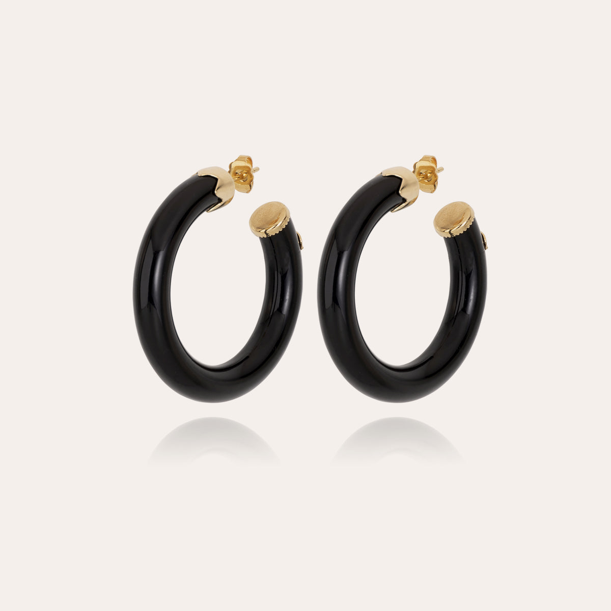 gas-bijoux-boucles-d-oreilles-cr-oles-caftan-petit-mod-le-ac-tate-noir-extr-mit- image 1
