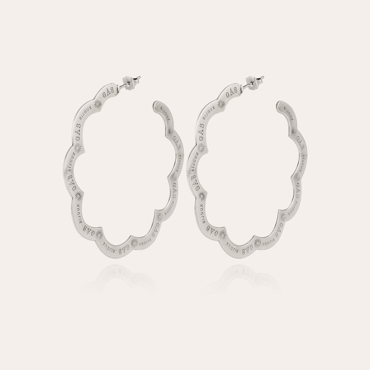 gas-bijoux-boucles-d-oreilles-cr-oles-bolduc-flore-grav-es-grand-mod-le-argent-e image 1