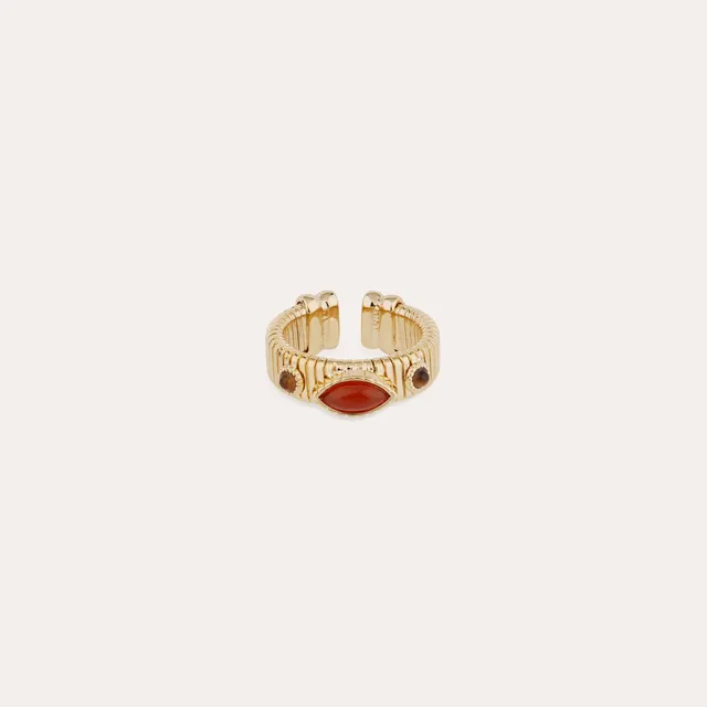gas-bijoux-bague-strada-jonc-tubogas-dor-e-cornaline-et-oeil-de-tigre image 1