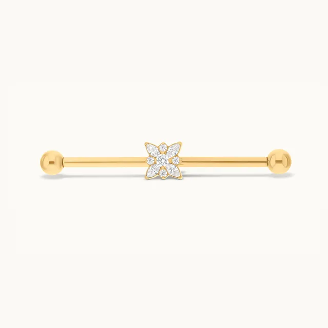 obsidian-piercing-industriel-myosotis-barre-industrielle-titane-fleurs-zircons-m image 1