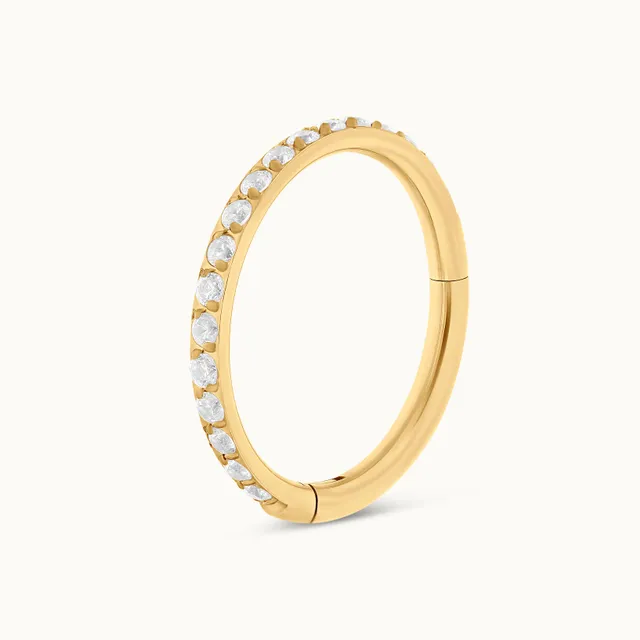 Obsidian Piercing ETERNITY – anneau clicker titane à cristaux sertis latéraux pour daith et septum
