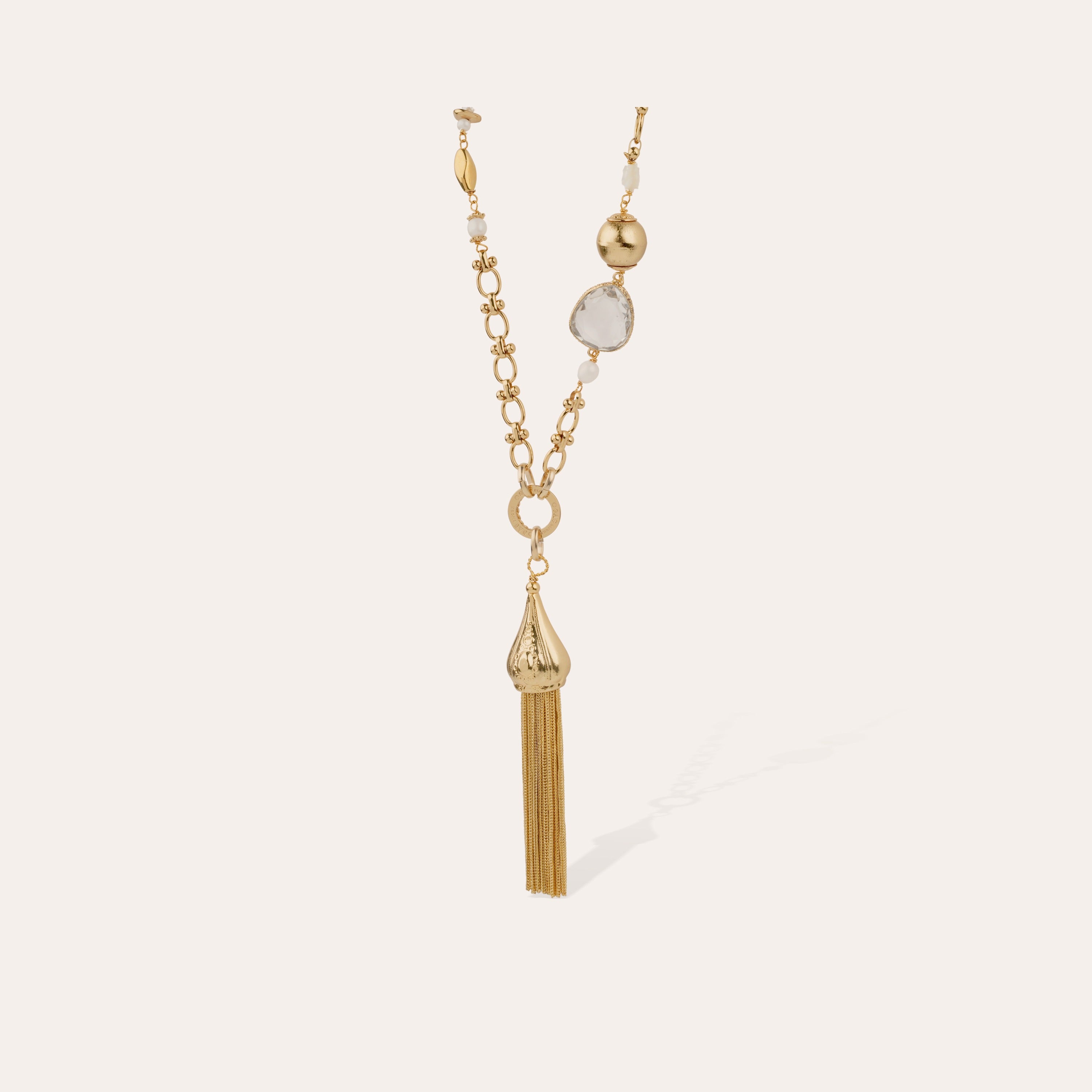 gas-bijoux-sautoir-pompom-nacre-blanche-dor-l-or-fin-pierres-fines-et-pampilles image 2