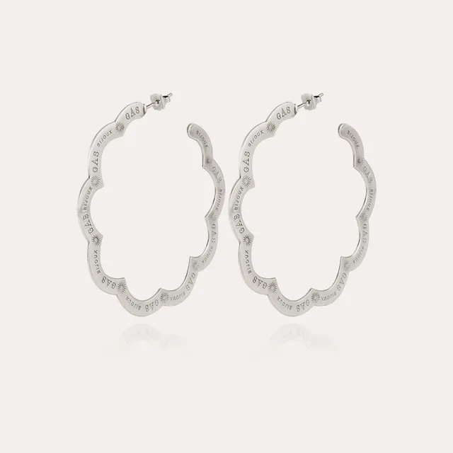 gas-bijoux-boucles-d-oreilles-cr-oles-bolduc-flore-grav-es-grand-mod-le-argent-e image 1