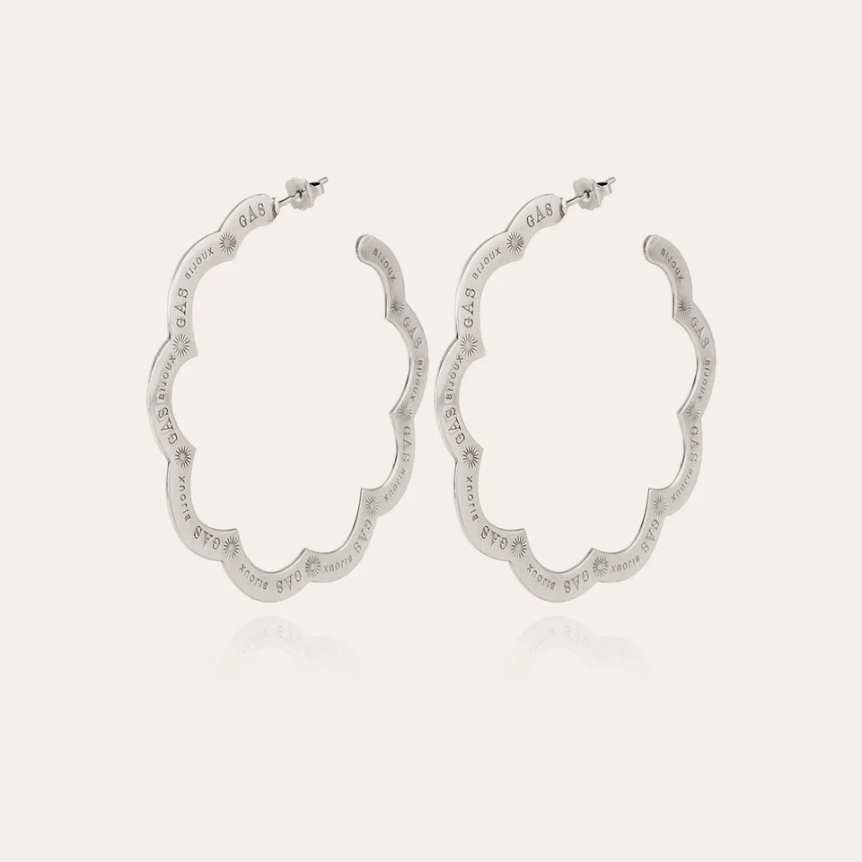 gas-bijoux-boucles-d-oreilles-cr-oles-bolduc-flore-grav-es-grand-mod-le-argent-e image 1