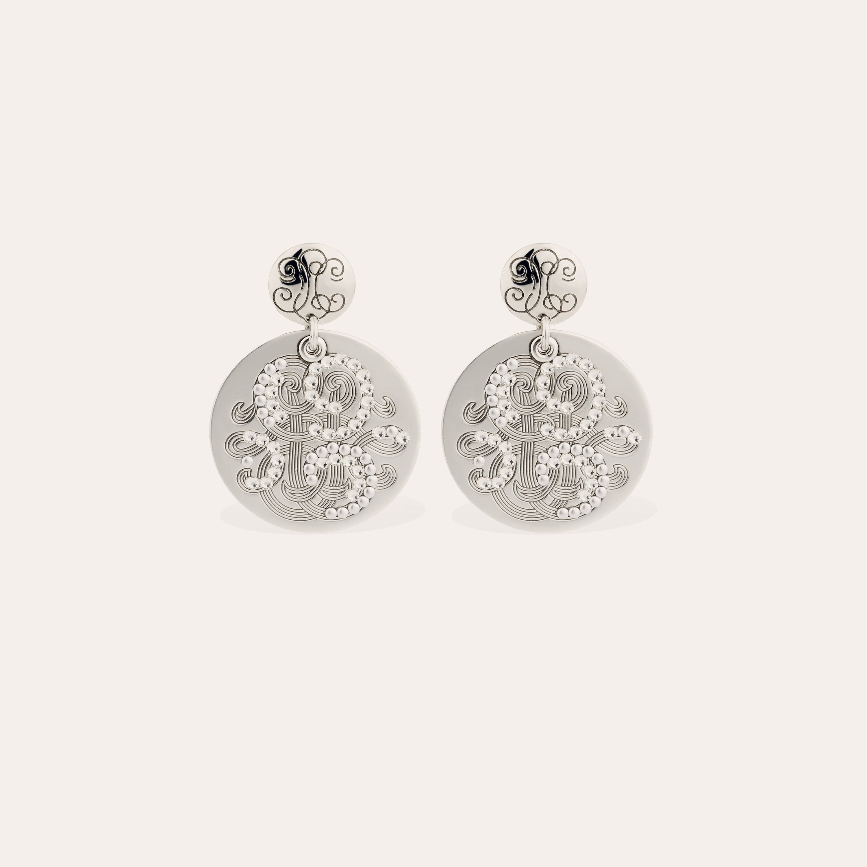 gas-bijoux-boucles-d-oreilles-diva-strass-petit-mod-le-m-daillon-argent-grav-et- image 1