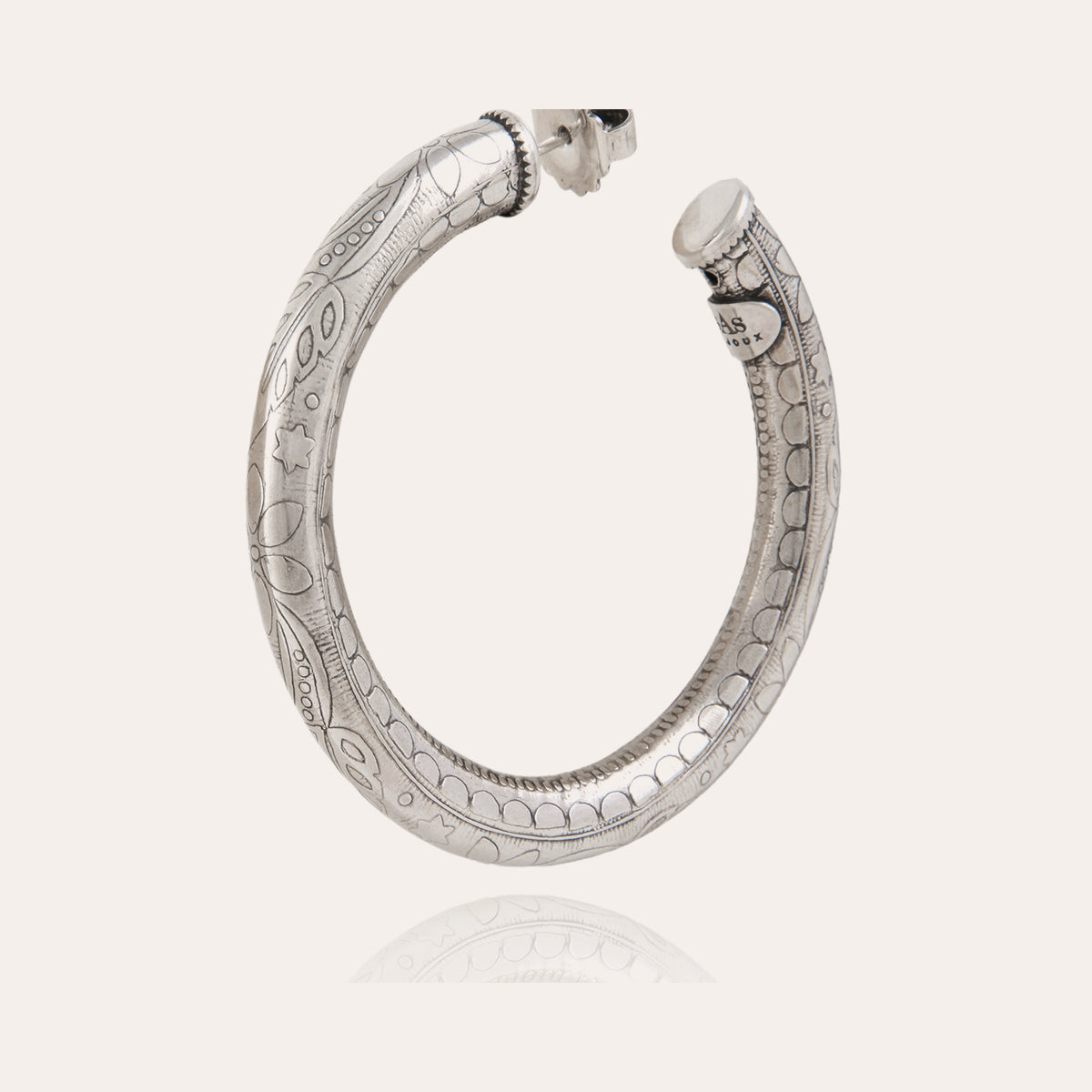 gas-bijoux-boucles-d-oreilles-cr-oles-maoro-petit-mod-le-argent-es-grav-es image 2