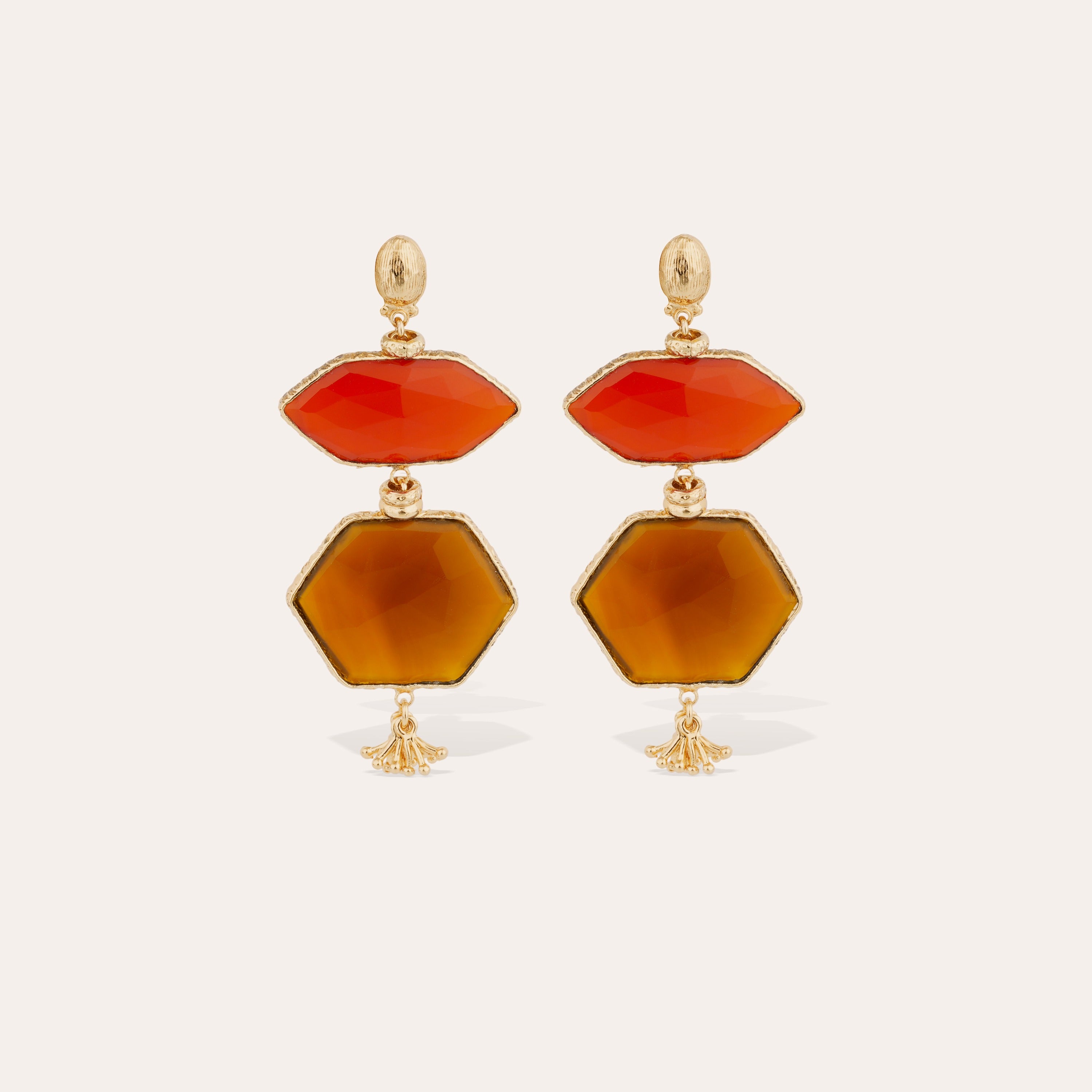 gas-bijoux-boucles-d-oreilles-silenza-calcite-rouge-jaune-dor-es-l-or-fin image 1