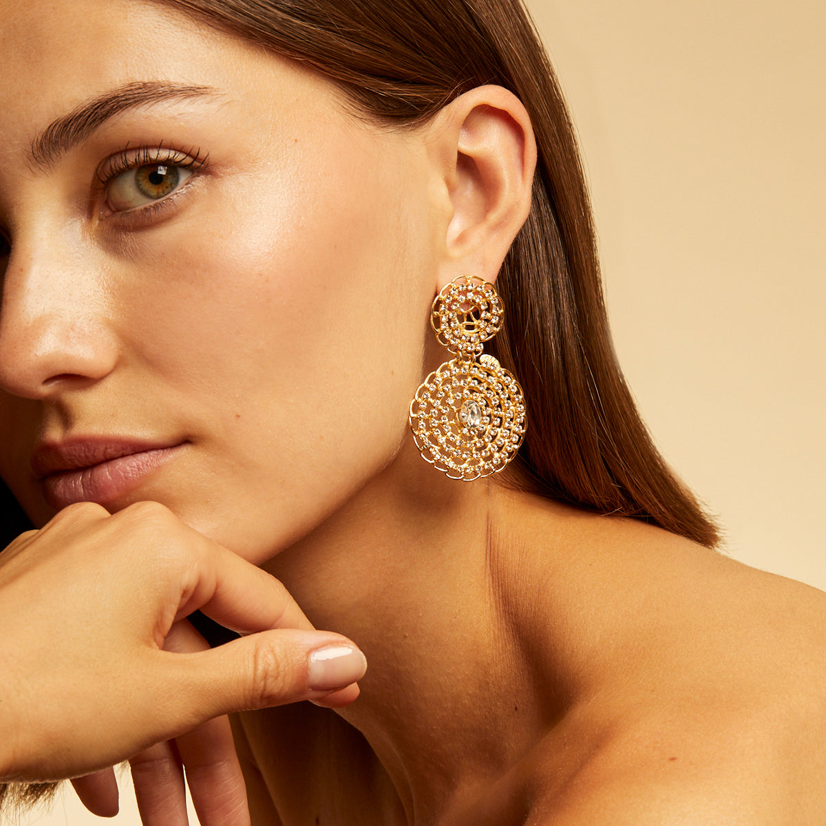 gas-bijoux-boucles-d-oreilles-onde-gourmette-strass-petit-mod-le-dor-es-l-or-fin image 2