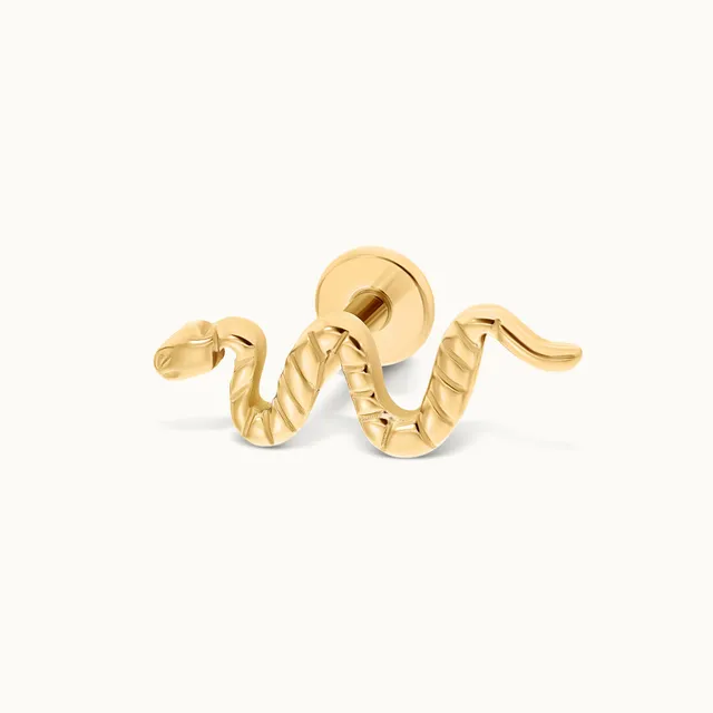 obsidian-piercing-serpent-barre-titane-vissage-interne-poli-miroir-motif-serpent image 1