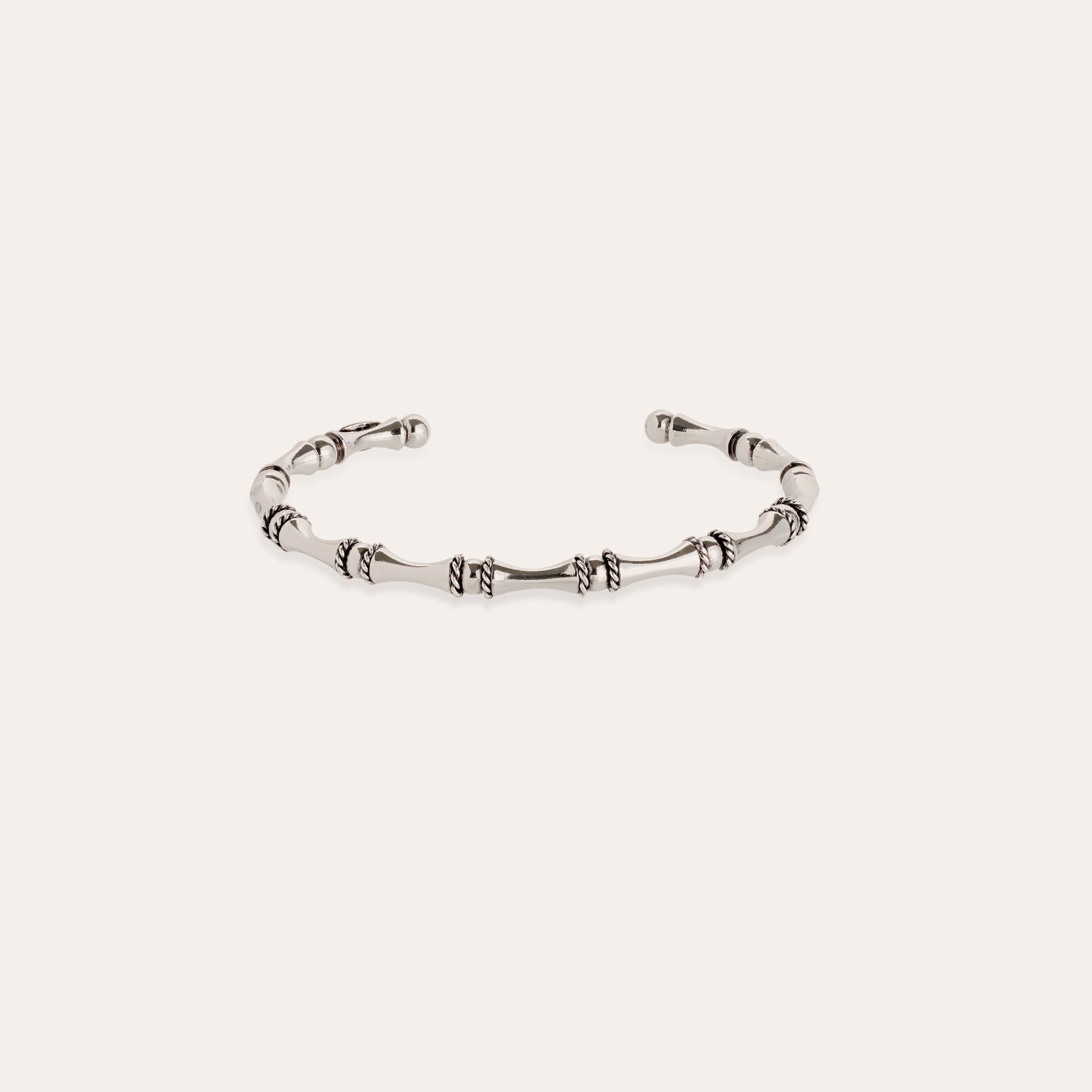 gas-bijoux-bracelet-bambou-jonc-mini-argent-motif-bambou-et-cha-nettes-torsad-es image 1