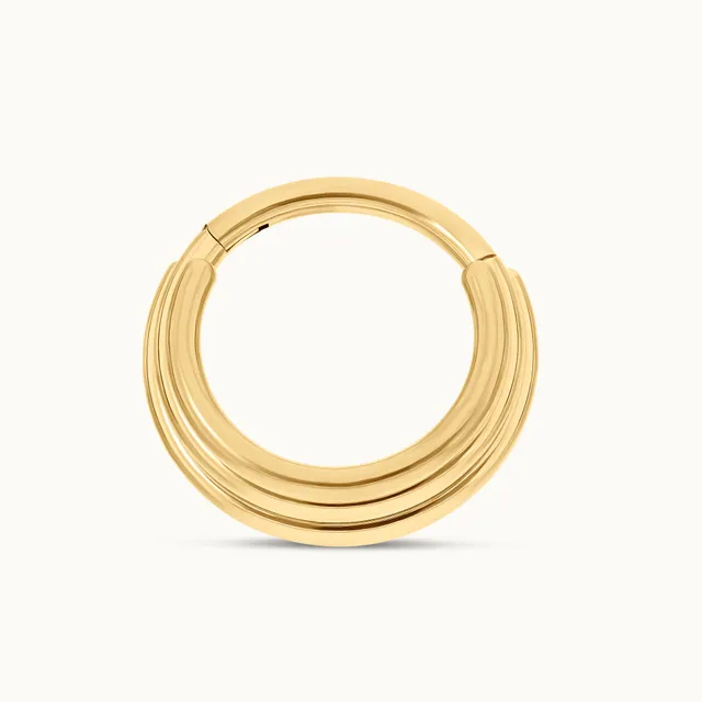 obsidian-piercing-gudja-anneau-clicker-titane-pvd-gold-triple-anneau-fusionn-pou image 1
