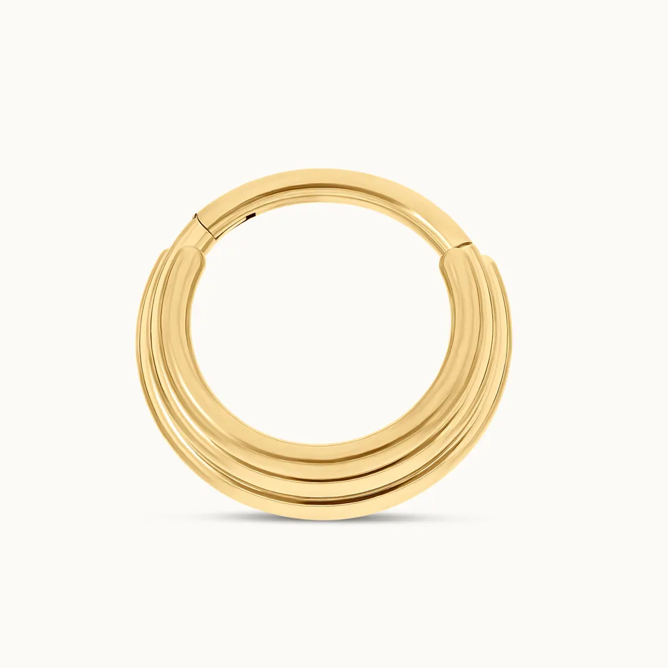 obsidian-piercing-gudja-anneau-clicker-titane-pvd-gold-triple-anneau-fusionn-pou image 1