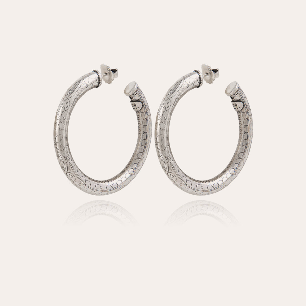 gas-bijoux-boucles-d-oreilles-cr-oles-maoro-petit-mod-le-argent-es-grav-es image 1