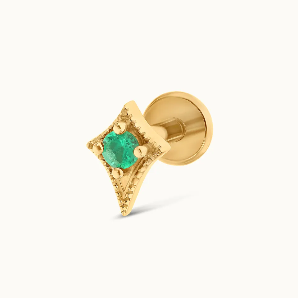 obsidian-piercing-dignity-vert-embout-losange-or-18k-meraude-pour-h-lix image 1