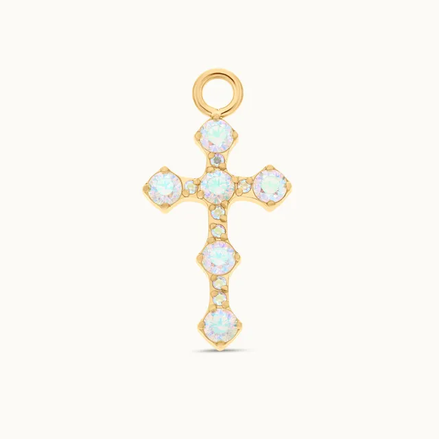 obsidian-piercing-limoncello-charm-croix-holographique-pour-anneau-titane image 1