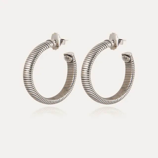 gas-bijoux-boucles-d-oreilles-cr-oles-milo-petit-mod-le-argent-es-maille-tubogas image 1