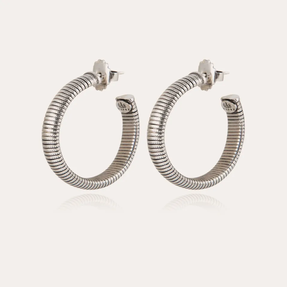 gas-bijoux-boucles-d-oreilles-cr-oles-milo-petit-mod-le-argent-es-maille-tubogas image 1