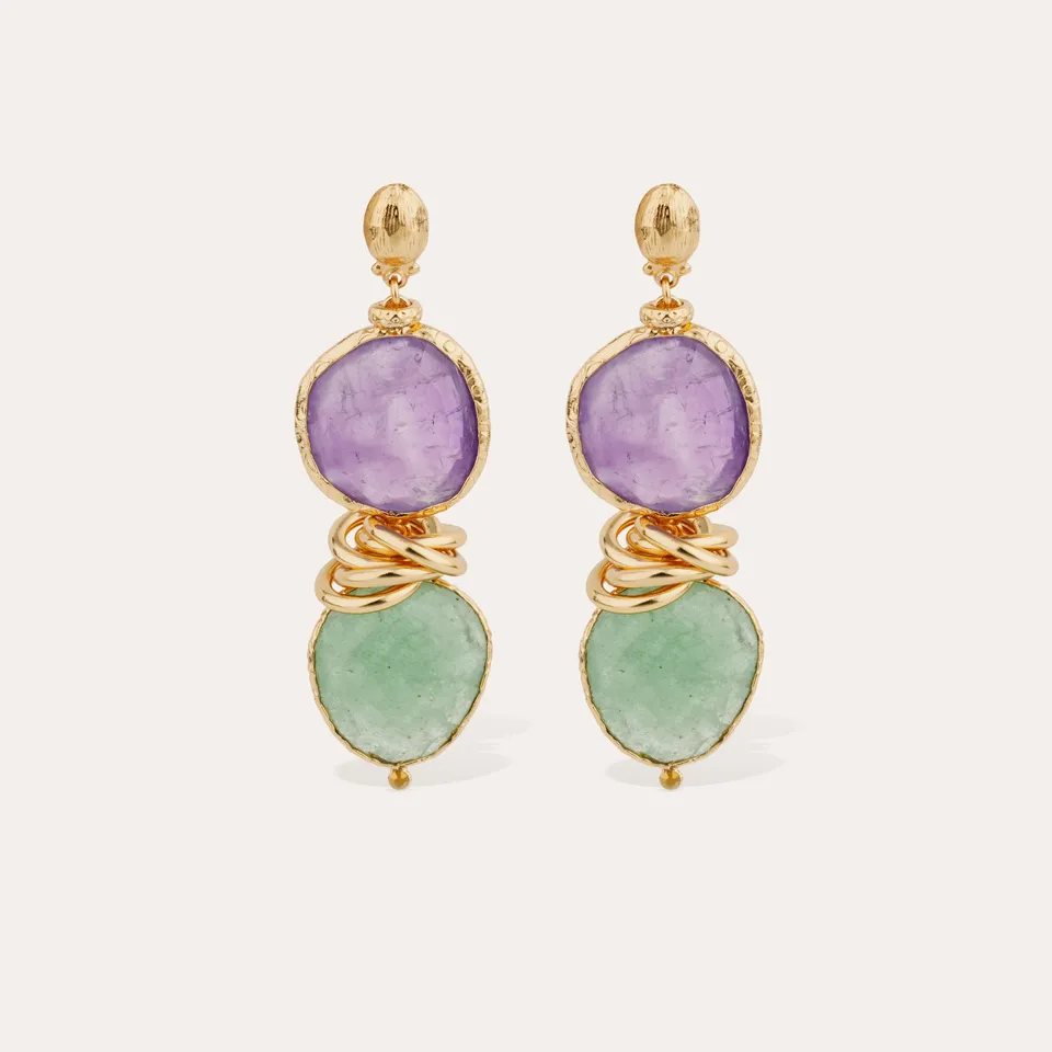 gas-bijoux-boucles-d-oreilles-sirena-am-thyste-et-quartz-vert-sertis-sur-or-fin image 1