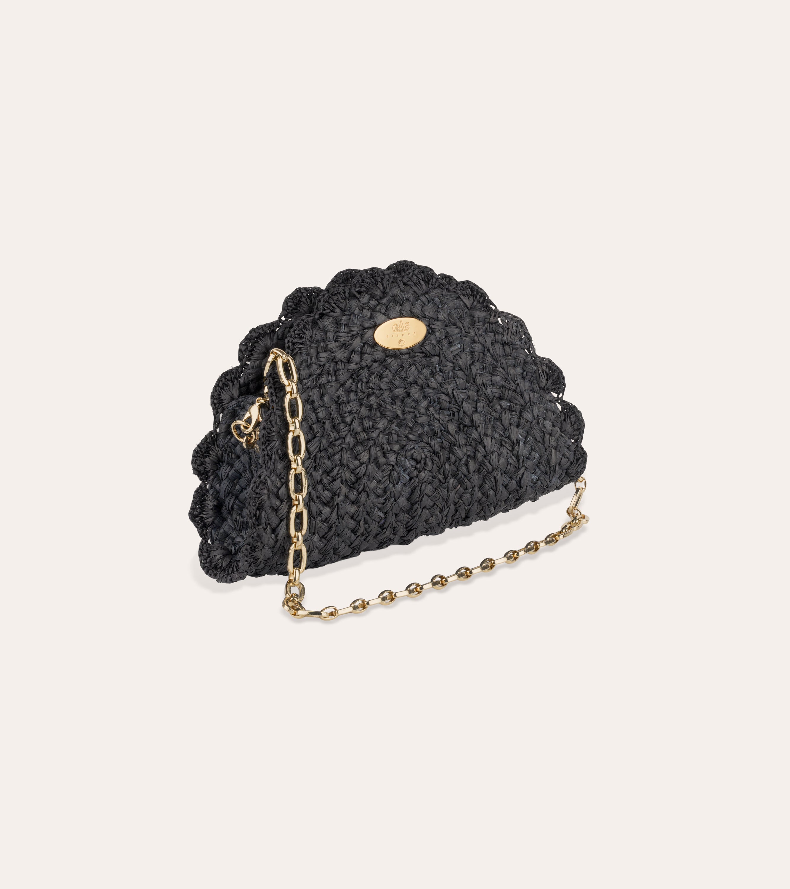 gas-bijoux-sac-pochette-sun-mini-raphia-noir image 1