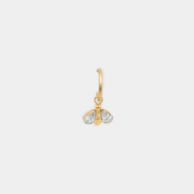 obsidian-piercing-anneau-charms-apis-clicker-titane-pvd-gold-charm-abeille-cisel image 1
