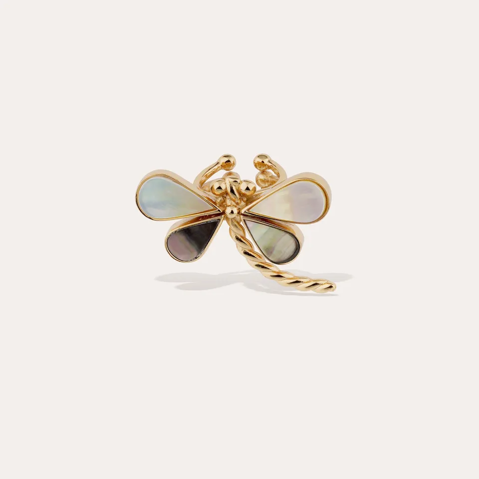 gas-bijoux-libelula-nacre-bague-libellule-dor-e-ailes-nacre image 1