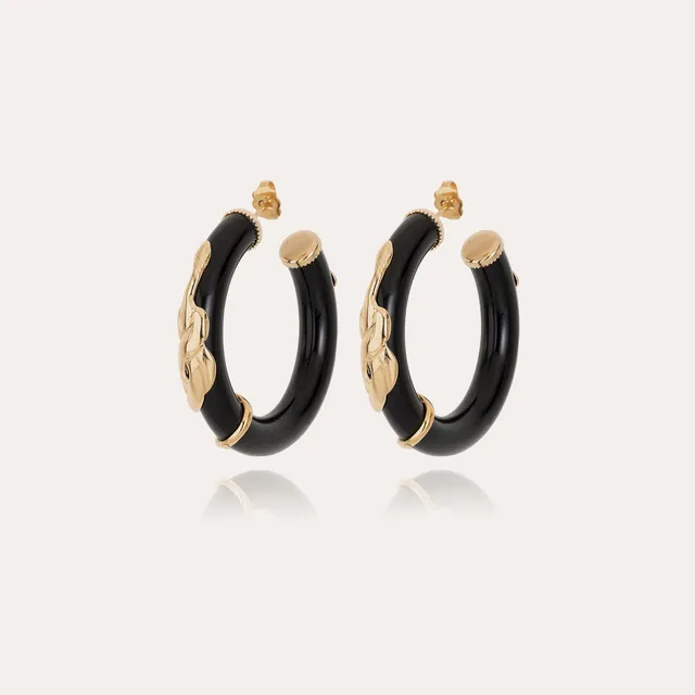 gas-bijoux-boucles-d-oreilles-cr-oles-cobra-petit-mod-le-ac-tate-noir image 1
