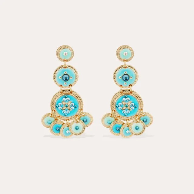 gas-bijoux-boucles-d-oreilles-sequin-trois-rangs-dor-es-or-fin-mail-strass image 1