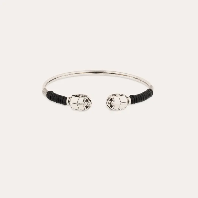 gas-bijoux-bracelet-duality-scaramouche-grand-mod-le-argent-deux-scarab-es-fils- image 1