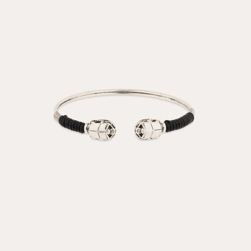 gas-bijoux-bracelet-duality-scaramouche-grand-mod-le-argent-deux-scarab-es-fils- image 1
