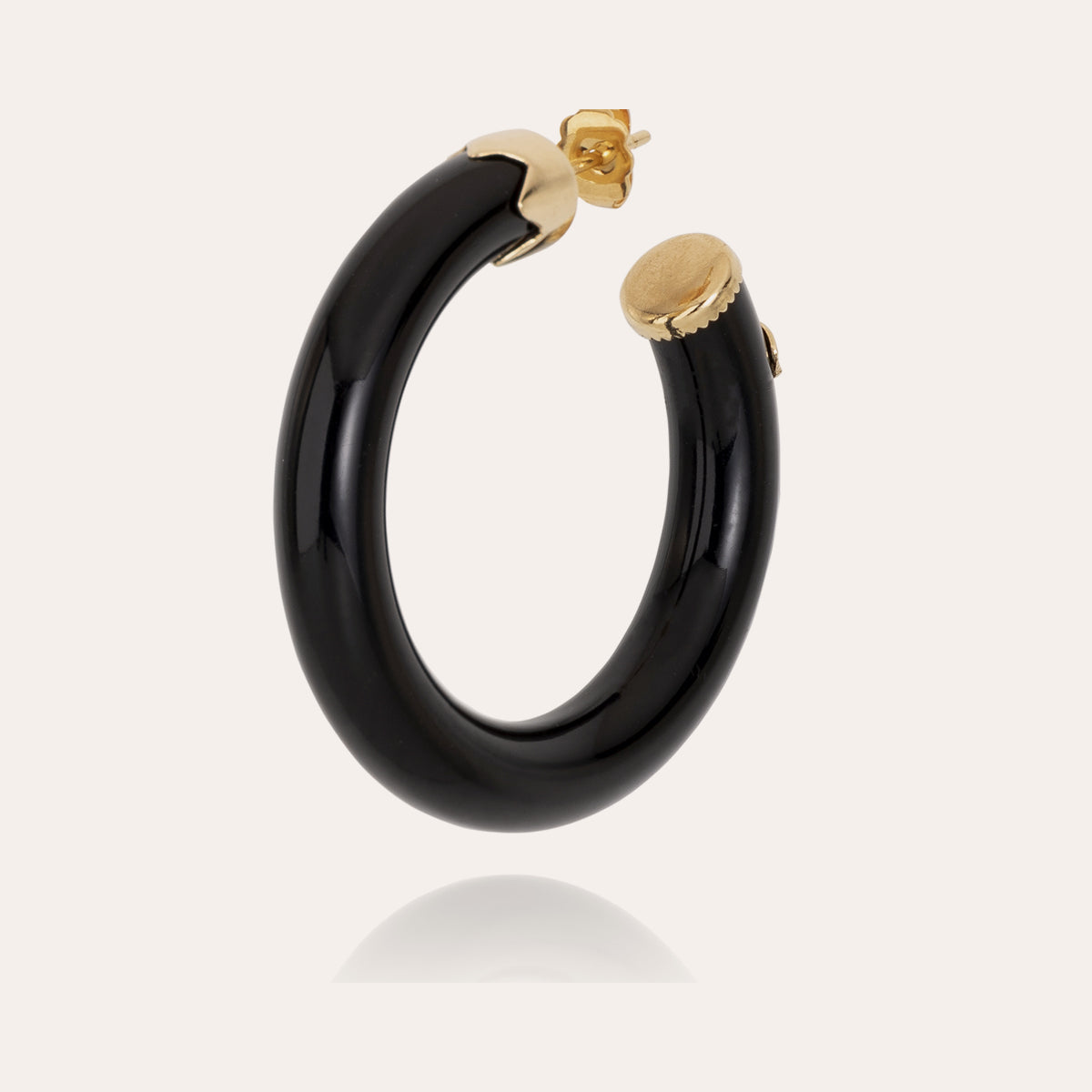 gas-bijoux-boucles-d-oreilles-cr-oles-caftan-petit-mod-le-ac-tate-noir-extr-mit- image 2