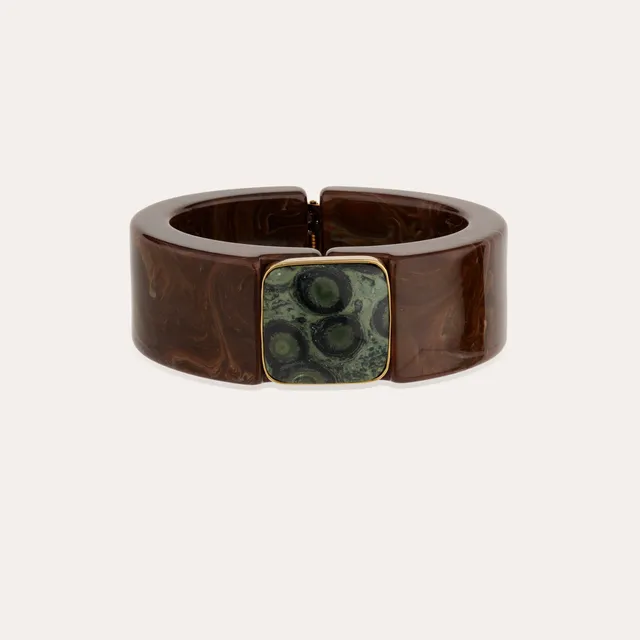 gas-bijoux-arty-bracelet-ac-tate-dor-marron-cabochon-jaspe-kambaba image 1