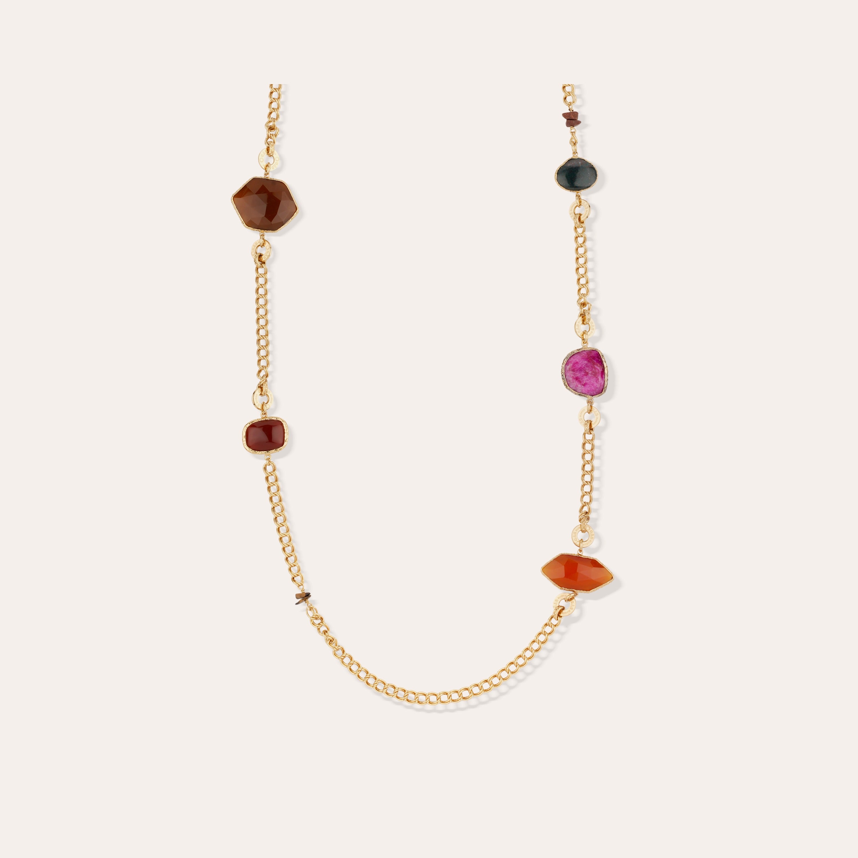 gas-bijoux-silene-sautoir-dor-cornaline-agate-verte image 1