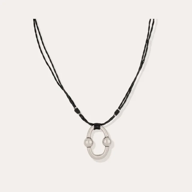 gas-bijoux-collier-rive-cuir-argent-pendentif-maillon-et-cordon-cuir image 1