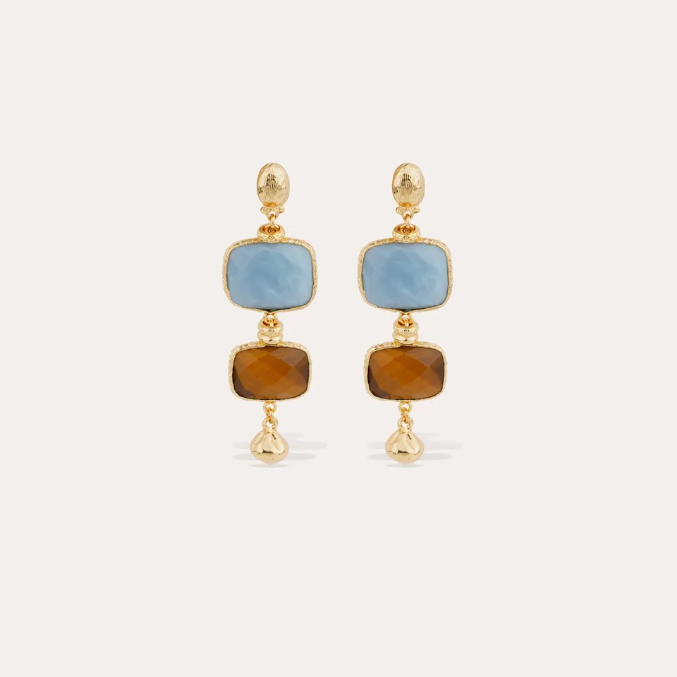 gas-bijoux-sil-ne-petit-mod-le-boucles-d-oreilles-calcite-bleue-et-oeil-de-tigre image 1