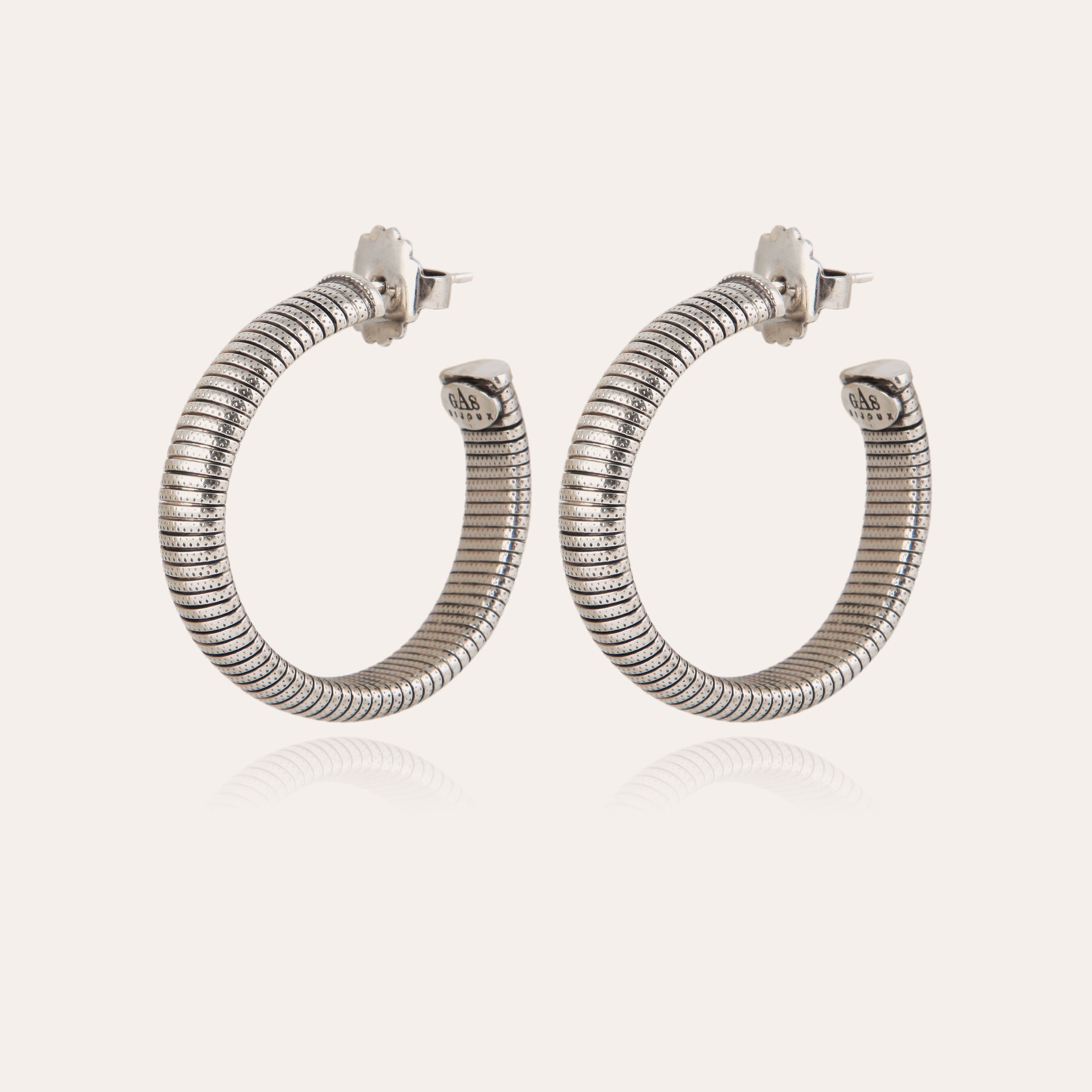 gas-bijoux-boucles-d-oreilles-cr-oles-milo-petit-mod-le-argent-es-maille-tubogas image 1