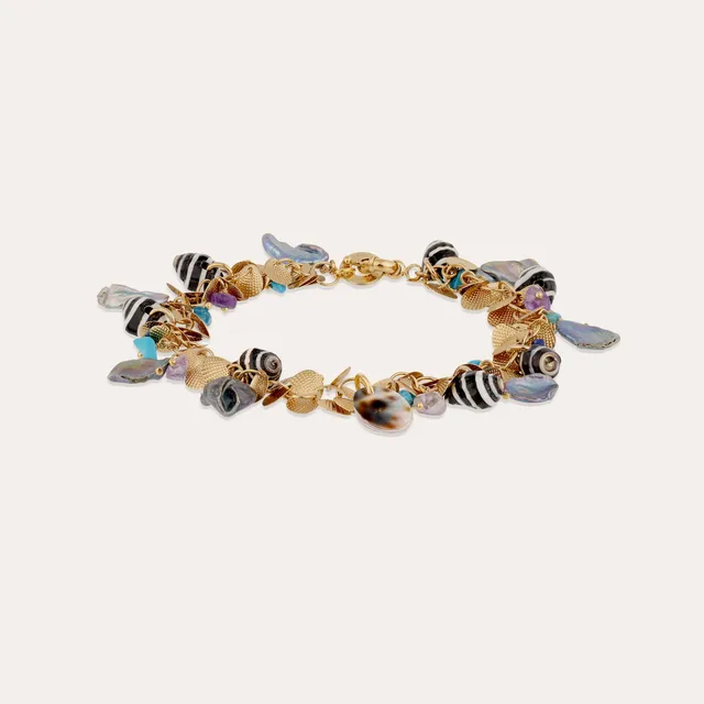gas-bijoux-bracelet-de-cheville-coki-turquoise-nacre-grise-dor-l-or-fin-pampille image 1