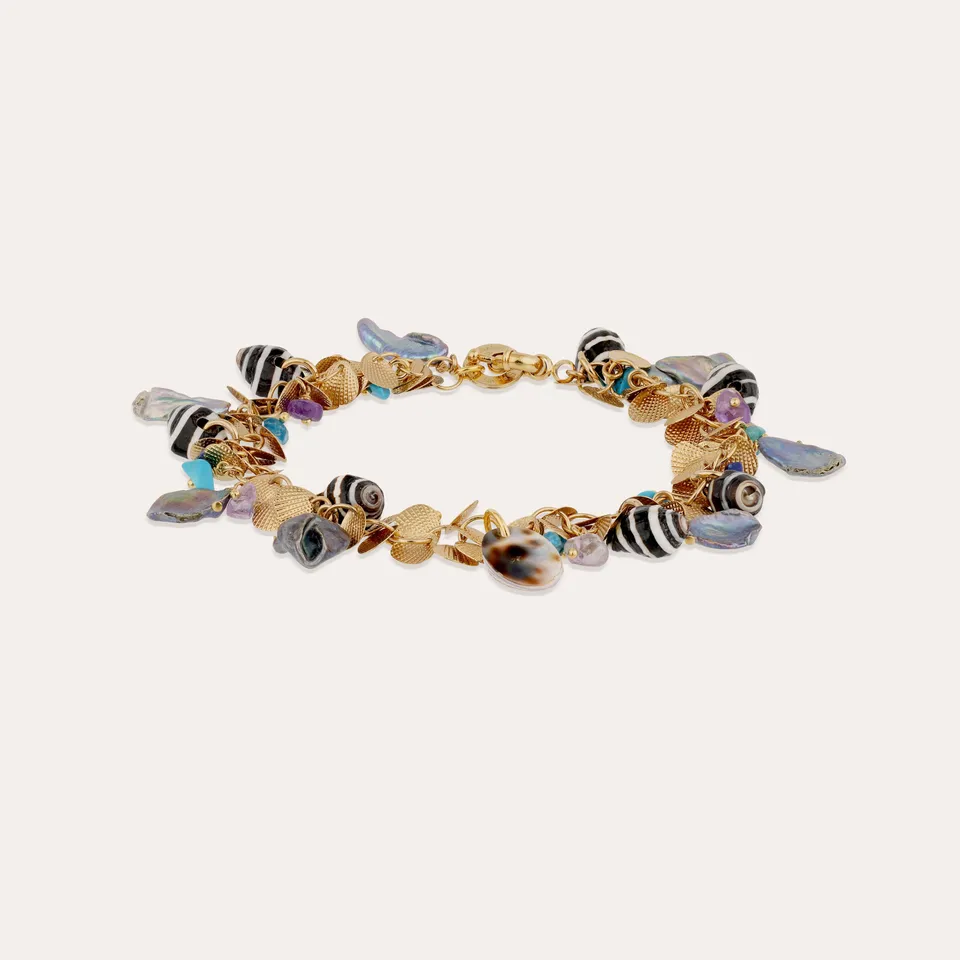 gas-bijoux-bracelet-de-cheville-coki-turquoise-nacre-grise-dor-l-or-fin-pampille image 1