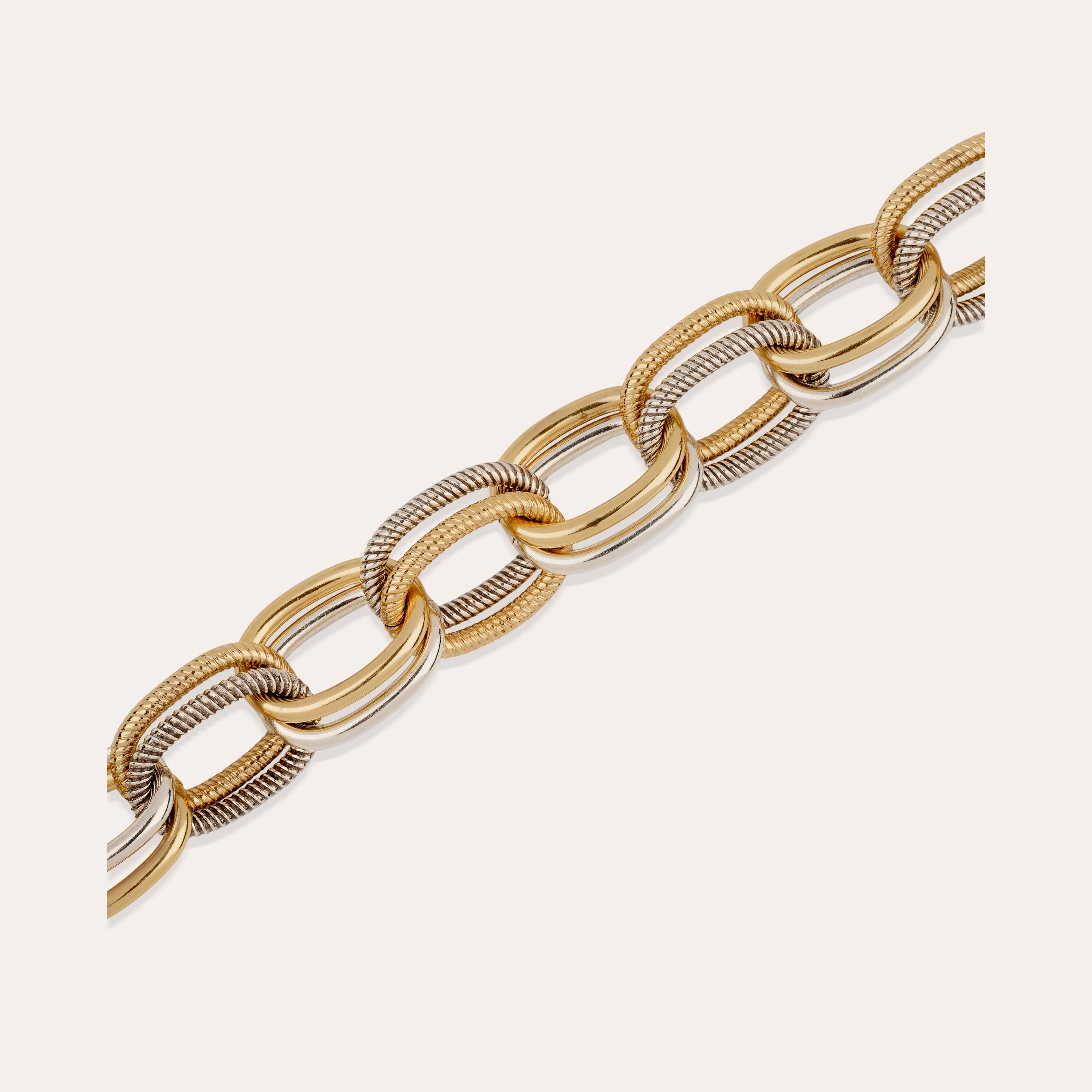 gas-bijoux-collier-bell-bicolore-anneaux-lisses-et-stri-s-fermoir-barrette-37-cm image 4