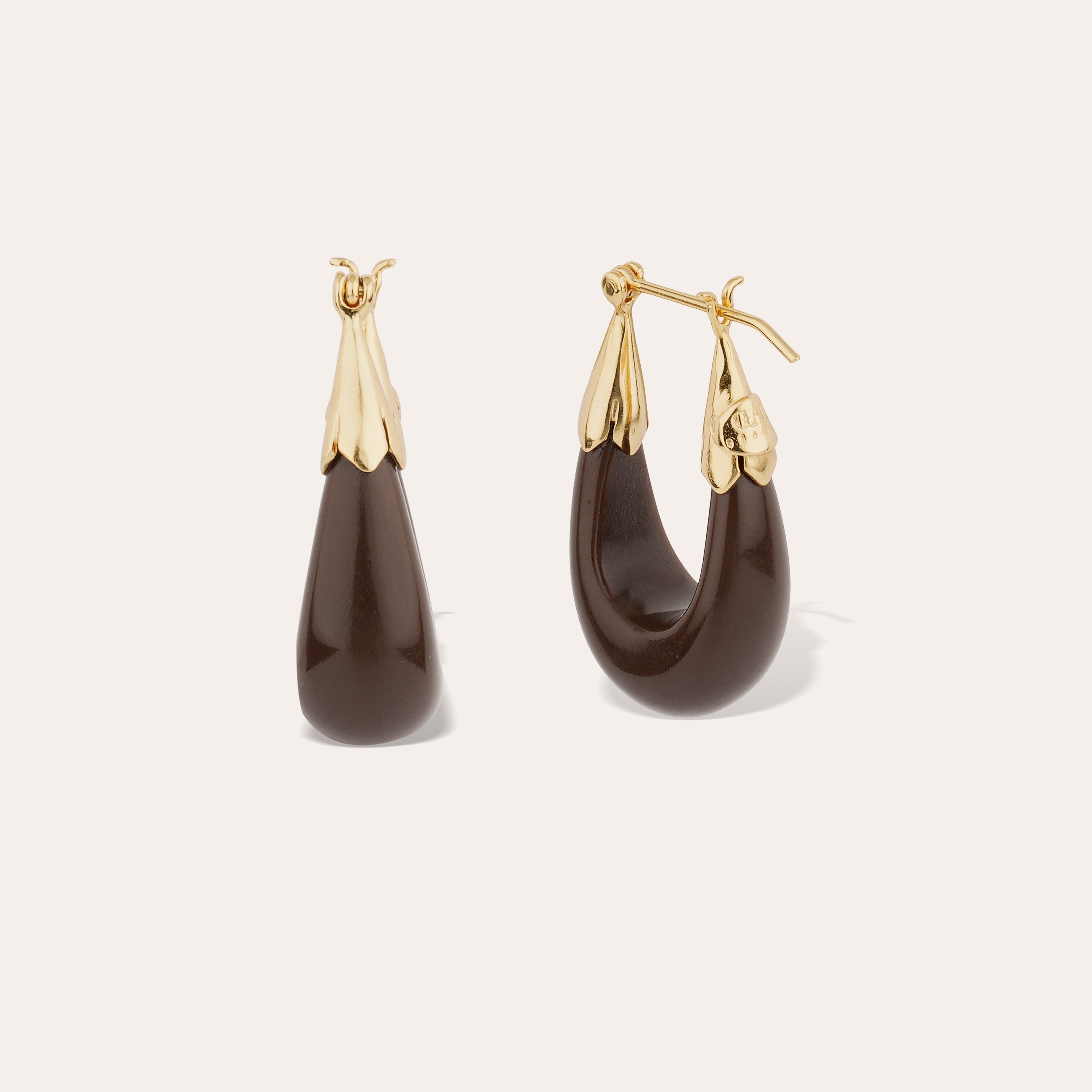 gas-bijoux-boucles-d-oreilles-cume-petit-mod-le-ac-tate-marron-dor-es-l-or-fin image 2
