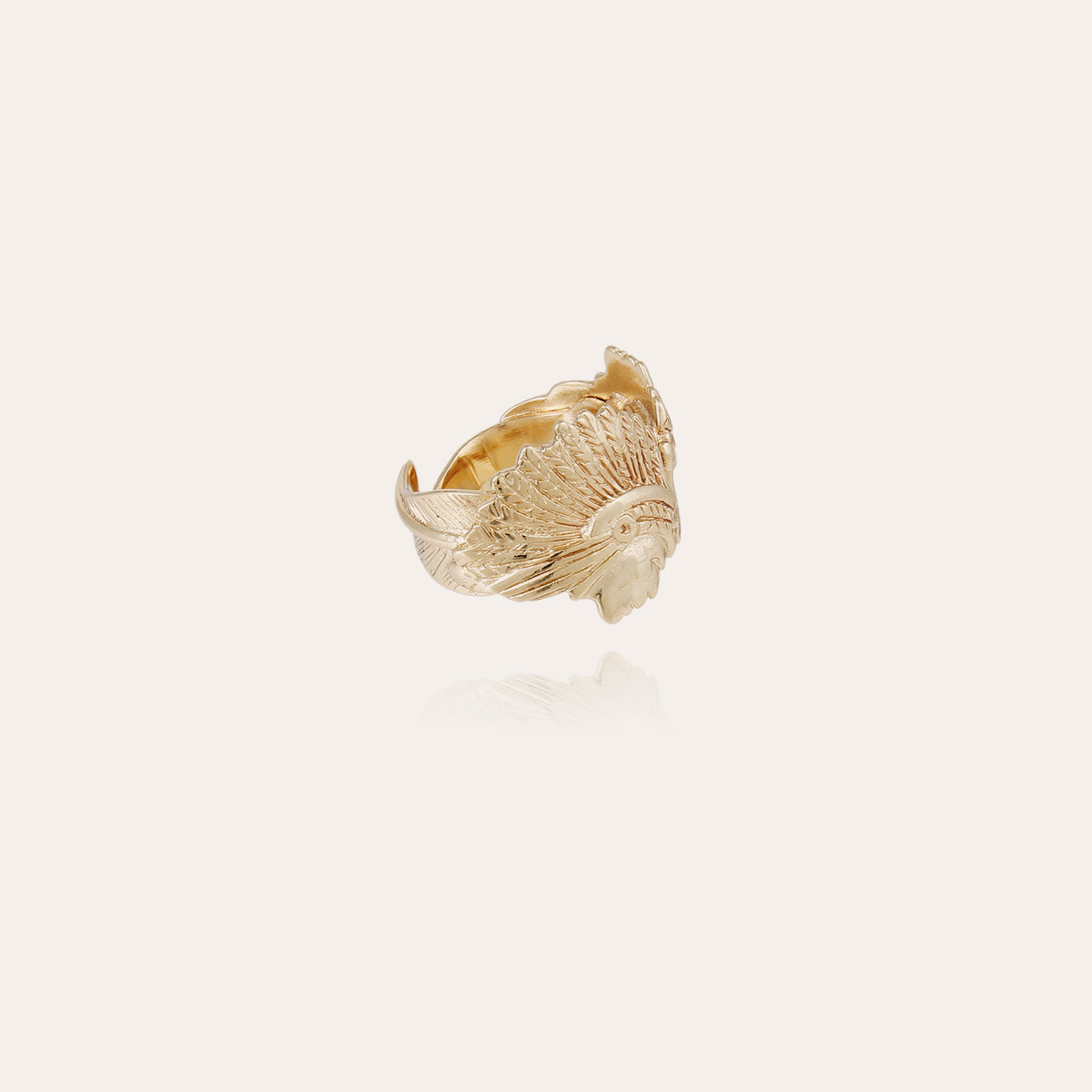 gas-bijoux-santa-f-grand-mod-le-bague-dor-e-l-or-fin-t-tes-d-indiens image 2