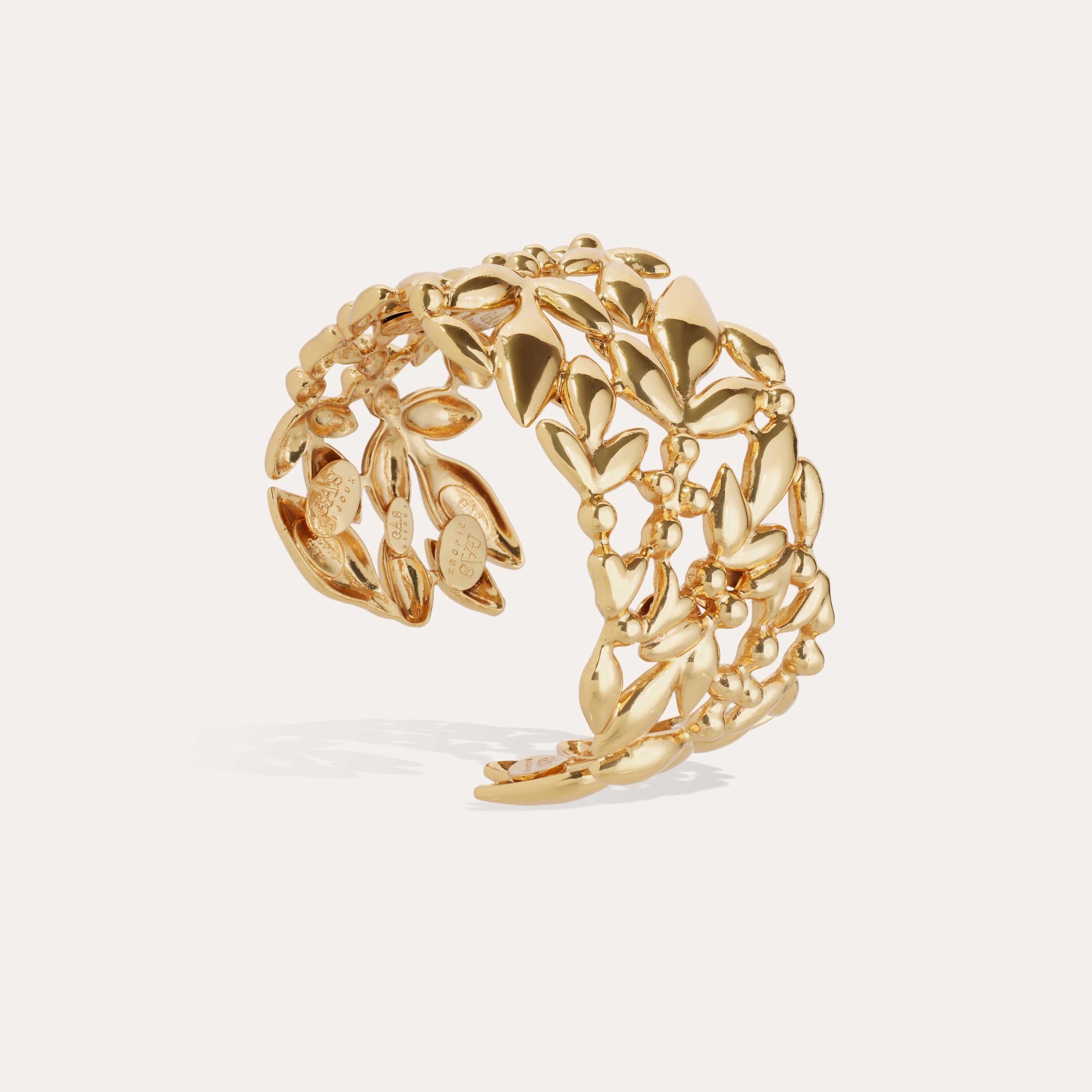 gas-bijoux-bracelet-manchette-olea-dor-l-or-fin-design-ajour-feuille-d-olivier image 3