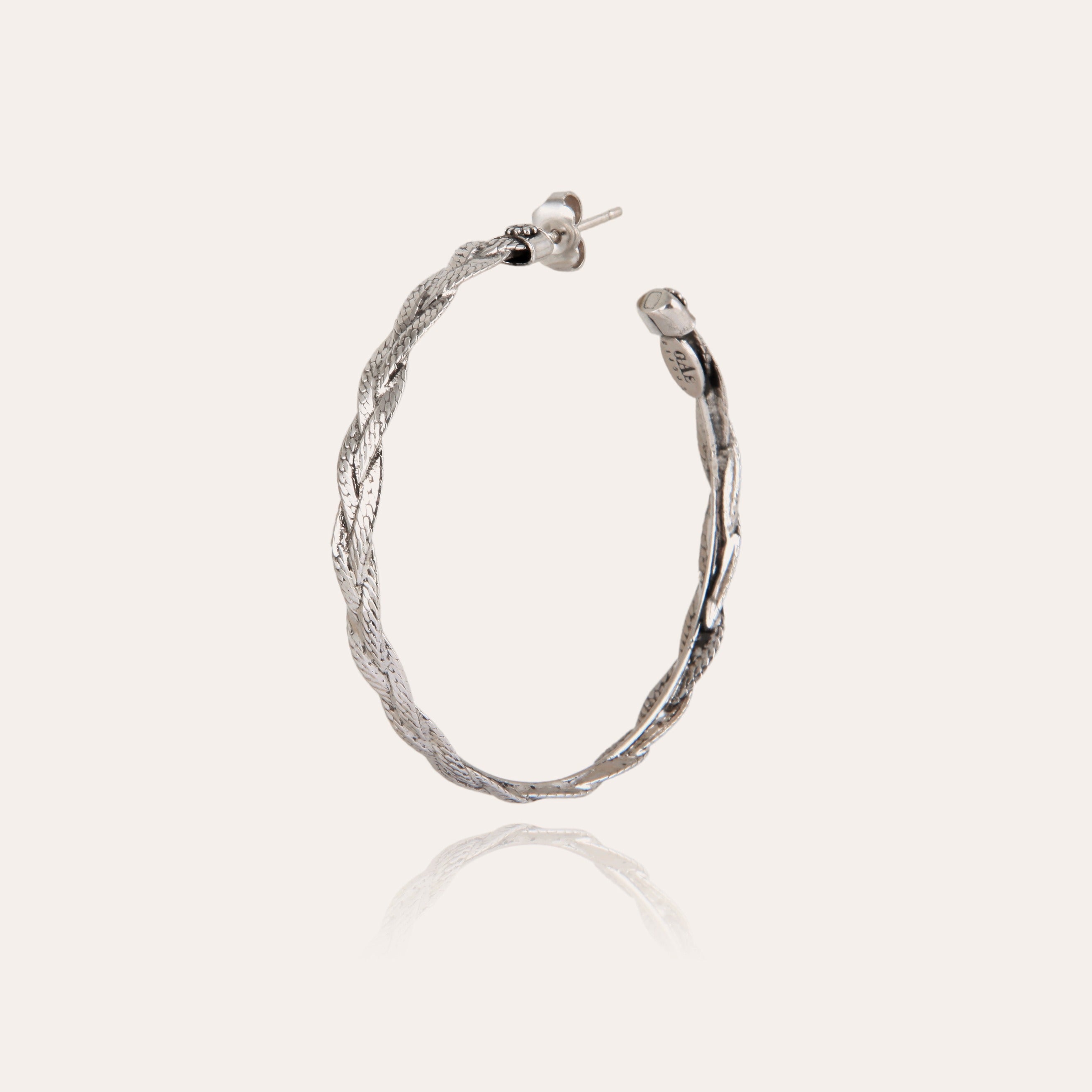 gas-bijoux-boucles-d-oreilles-cr-oles-tresse-moyen-mod-le-argent-es image 2
