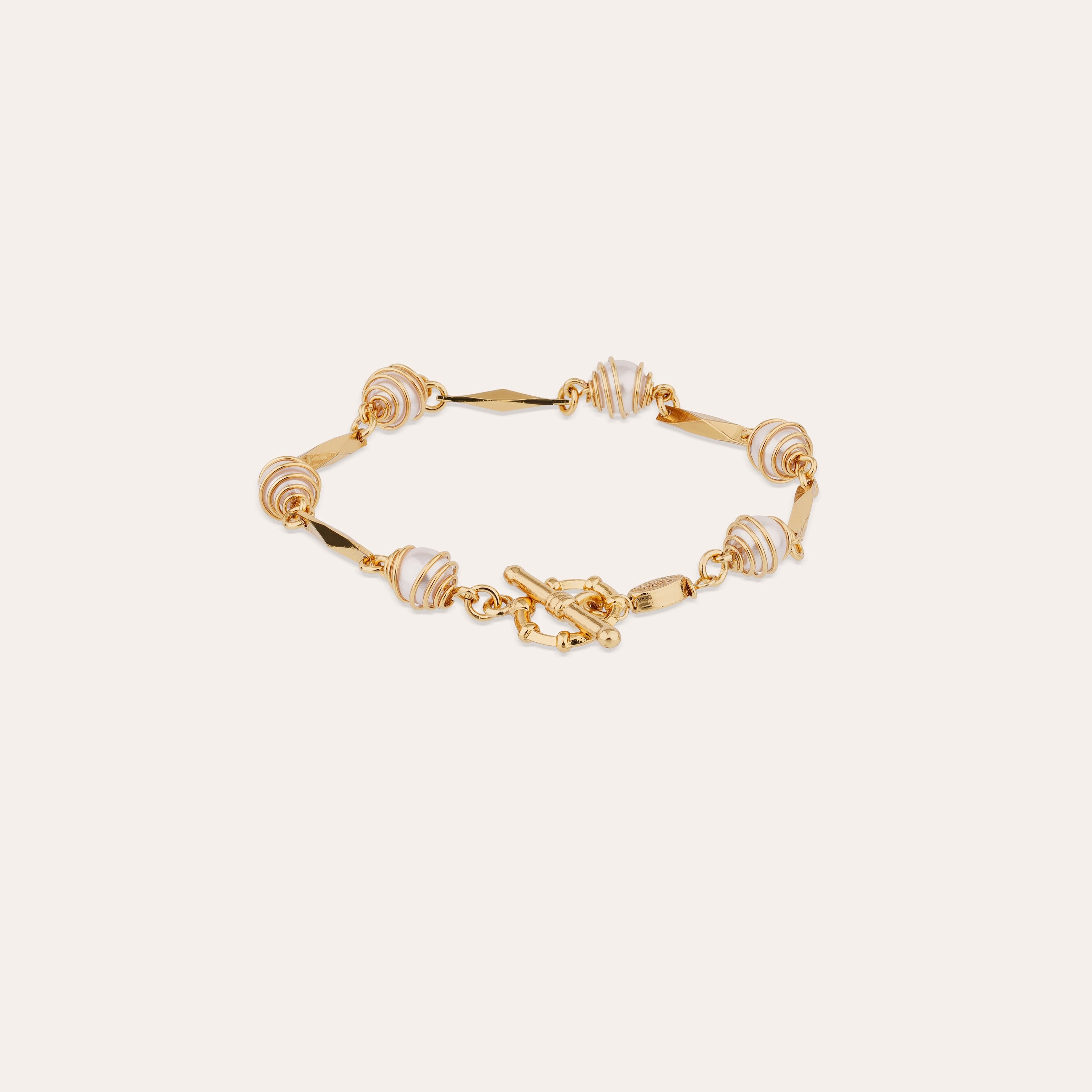 gas-bijoux-bracelet-perla-perles-nacr-es-sur-cha-ne-dor-e-l-or-fin image 1