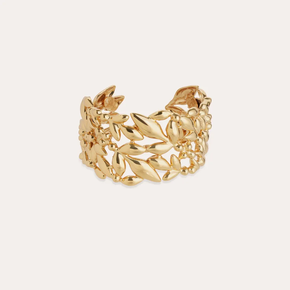 gas-bijoux-bracelet-manchette-olea-dor-l-or-fin-design-ajour-feuille-d-olivier image 1