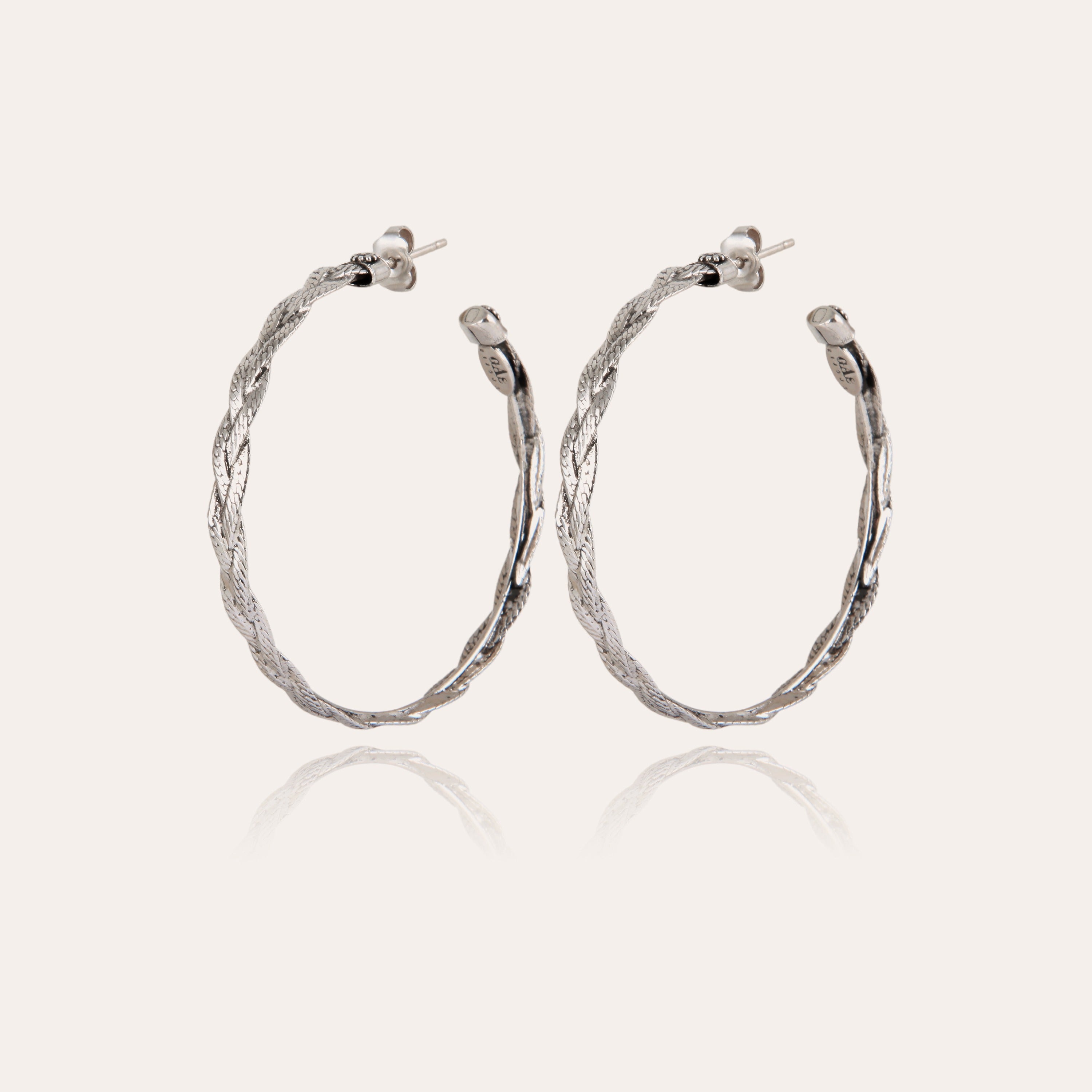 gas-bijoux-boucles-d-oreilles-cr-oles-tresse-moyen-mod-le-argent-es image 1