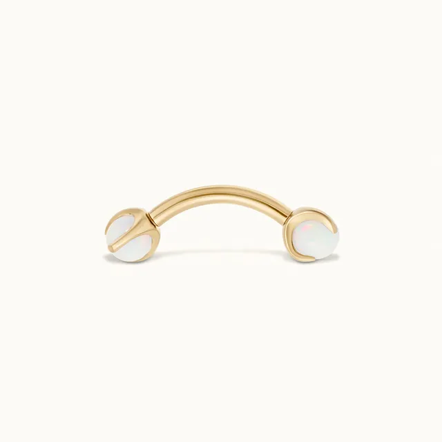 obsidian-piercing-barre-courb-e-opale-blanche-piercing-rook-en-titane image 1