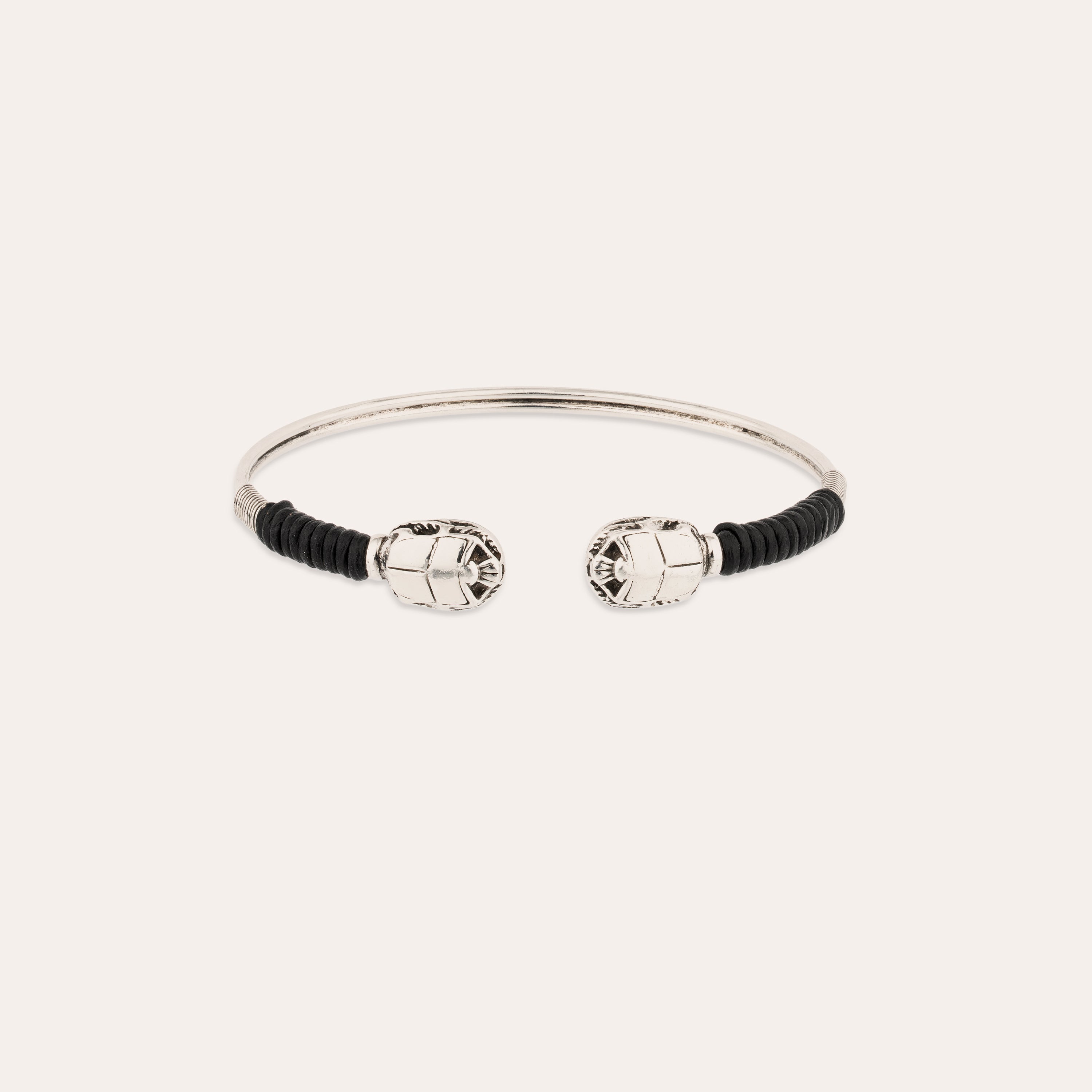 gas-bijoux-bracelet-duality-scaramouche-grand-mod-le-argent-deux-scarab-es-fils- image 1