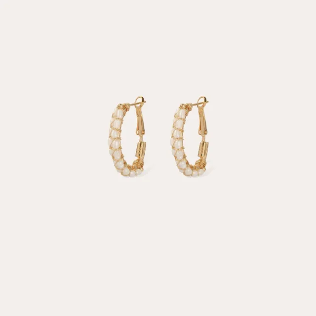 gas-bijoux-boucles-d-oreilles-cr-oles-lyre-dor-es-perles-dor-es-et-nacre-blanche image 1