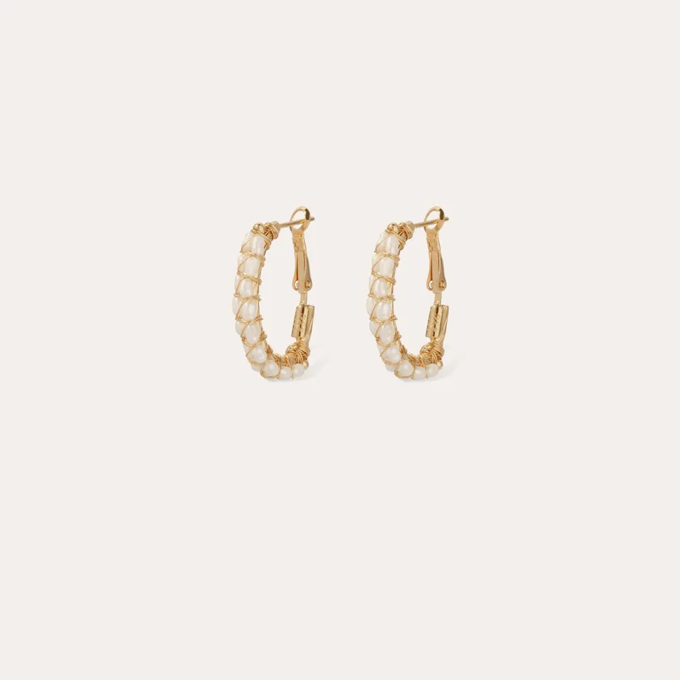 gas-bijoux-boucles-d-oreilles-cr-oles-lyre-dor-es-perles-dor-es-et-nacre-blanche image 1